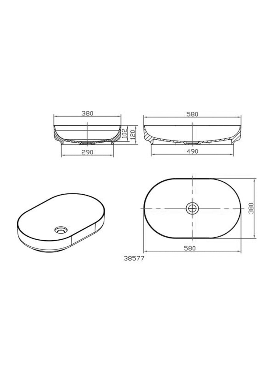 ACRYLIC WASH BASIN SINKMATTE WHITE Brun Australia
