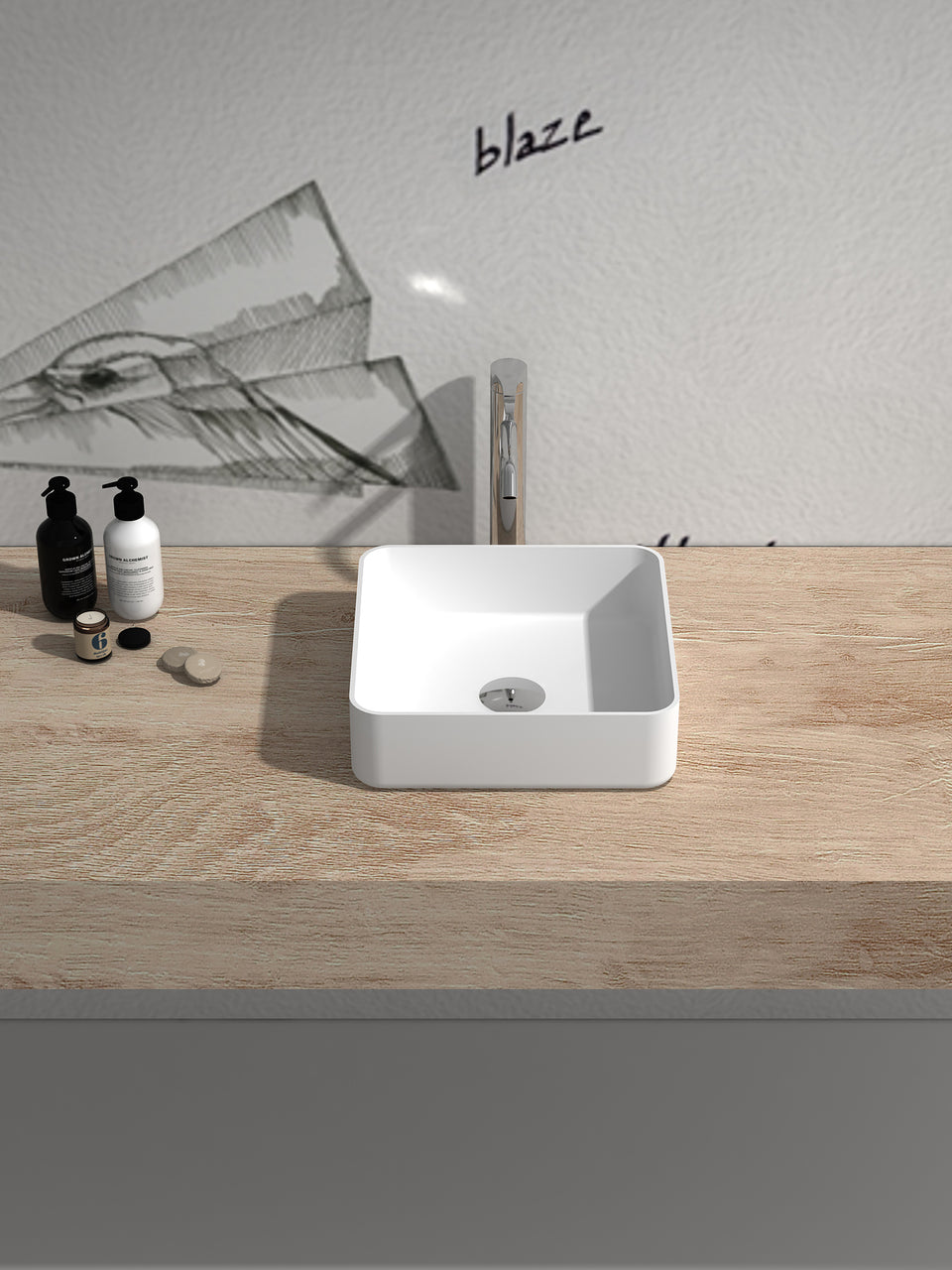 ACRYLIC WASH BASIN SINK-MATTE WHITE