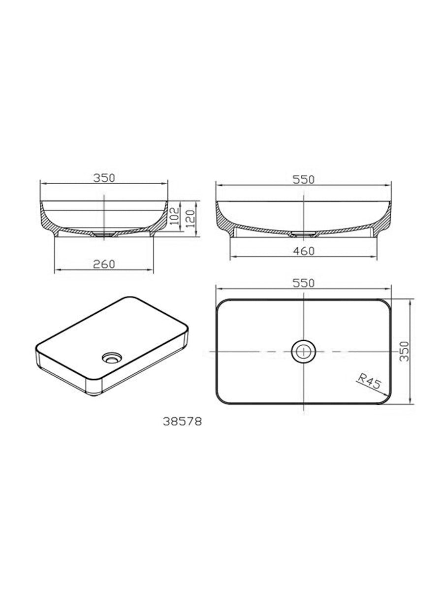 ACRYLIC WASH BASIN SINK-MATTE WHITE