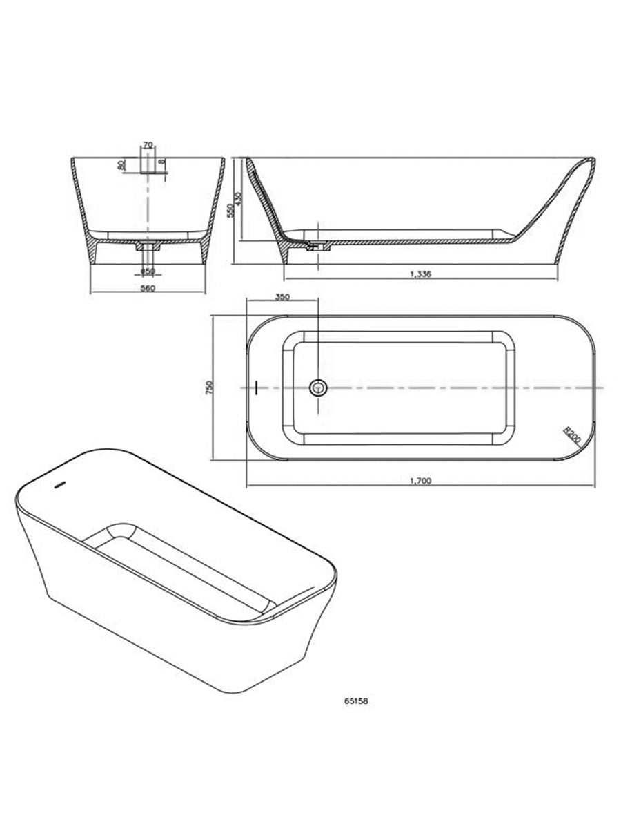 ACRYLIC FREE STANDING BATH-MATTE WHITE