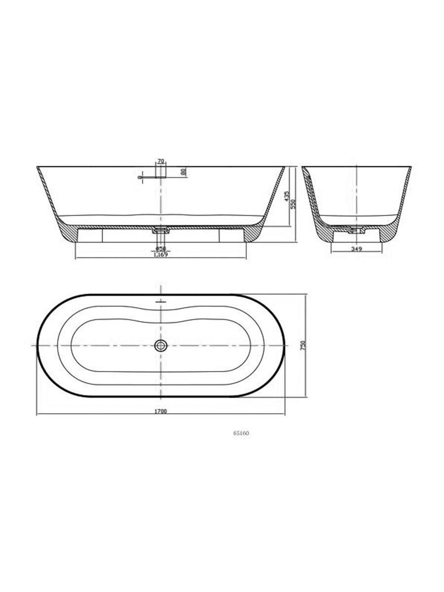 ACRYLIC FREE STANDING BATH-MATTE WHITE