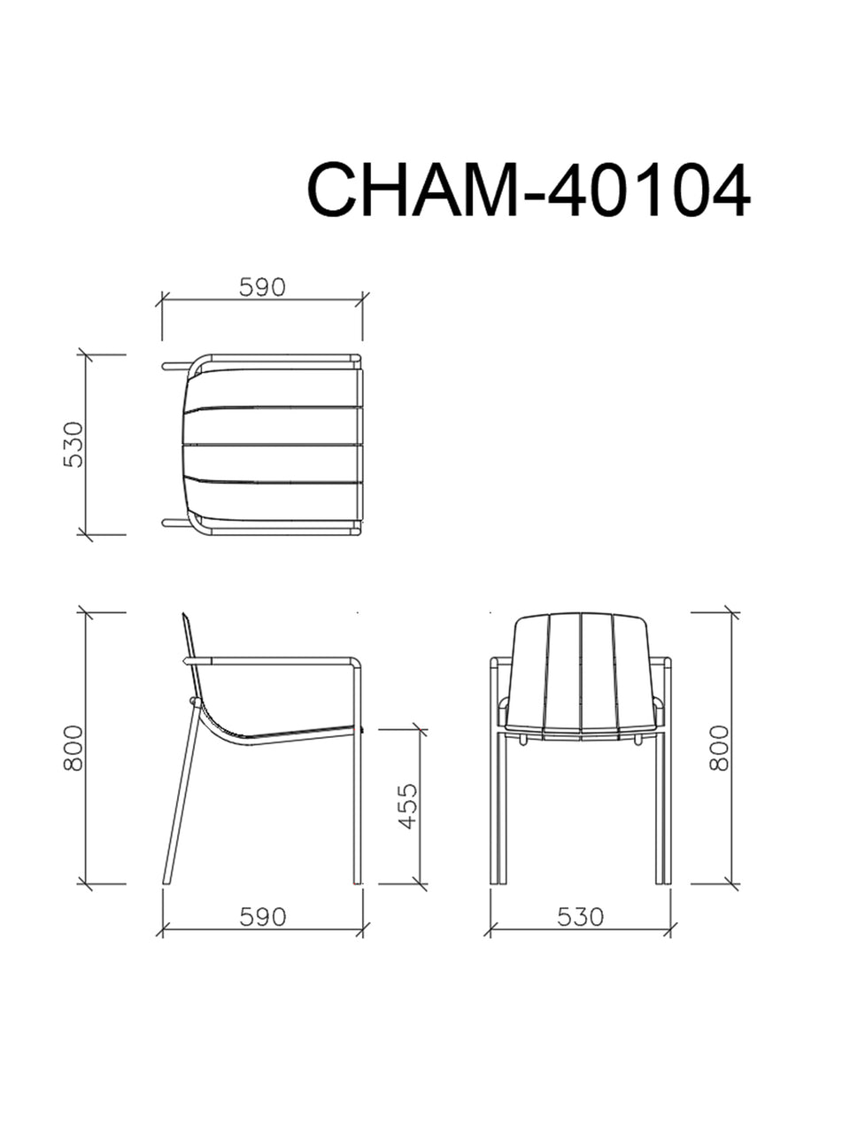 DASIA DINING CHAIR WITH ARMREST OUTDOOR ALUMINIUM STACKABLE-CHAM