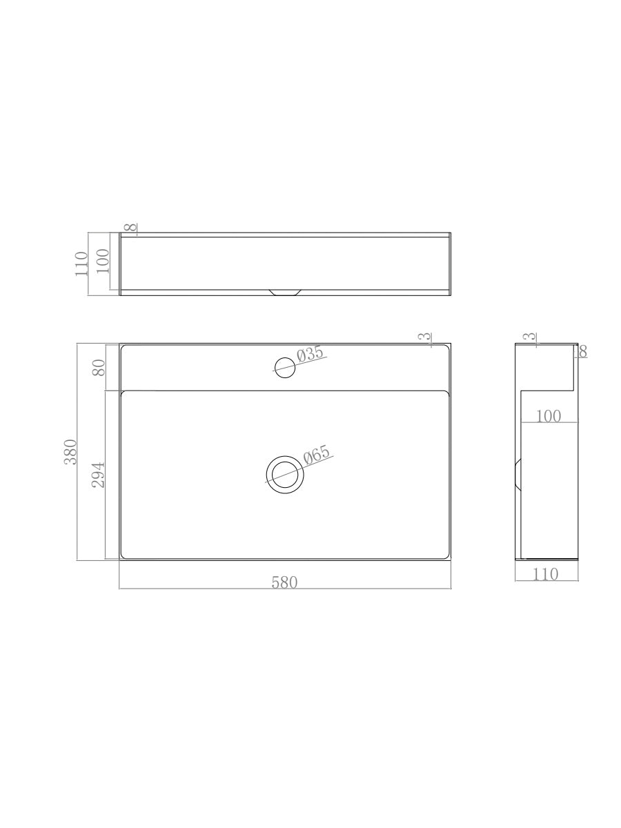 OBLONG 304 STAINLESS STEEL BATHROOM BASIN SINK