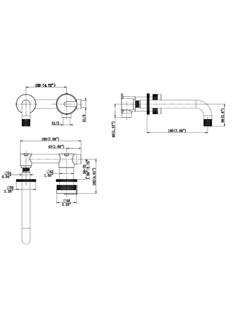 BATHROOM WALL MOUNTED BASIN MIXER TAP