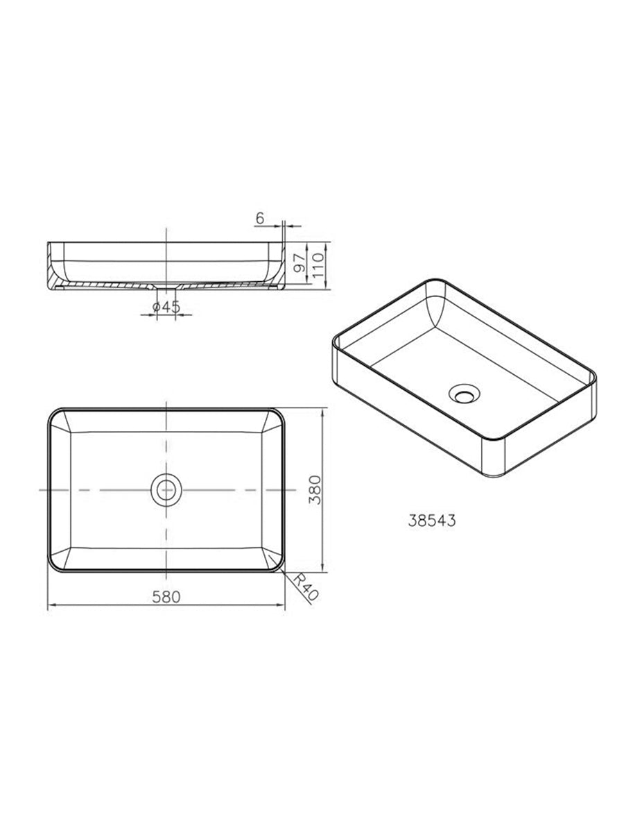 ACRYLIC WASH BASIN SINK-MATTE WHITE