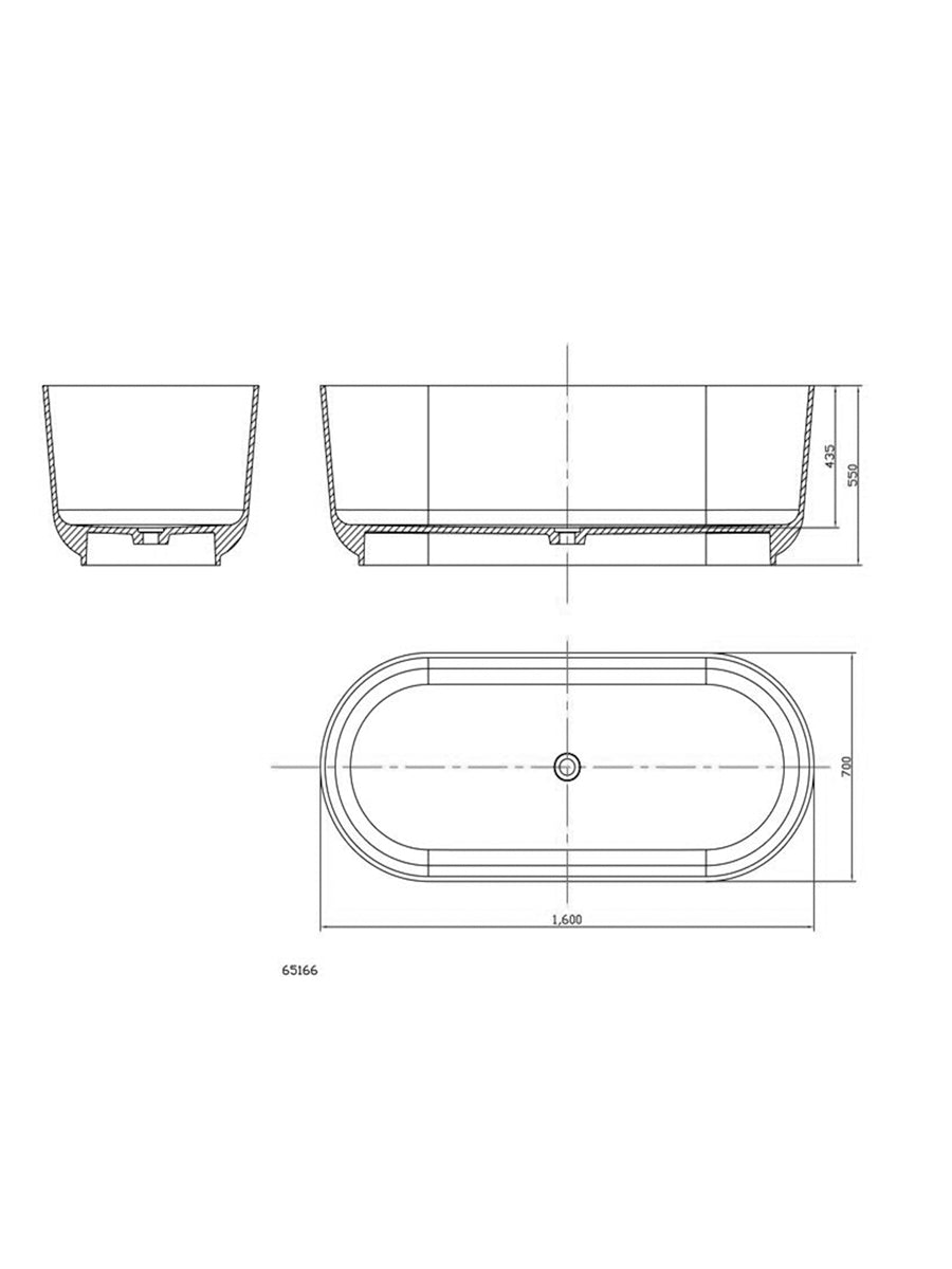 ACRYLIC FREE STANDING BATH-MATTE WHITE