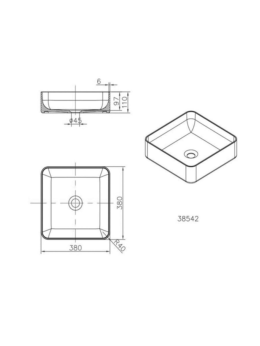 ACRYLIC WASH BASIN SINK-MATTE WHITE